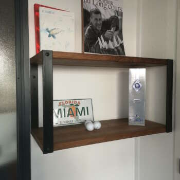 Étagère murale bois massif métal