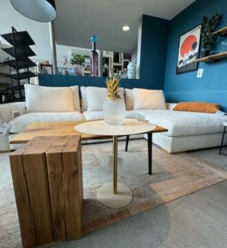 Tabouret en poutre de chêne massif au design naturel – Manufacture Dubosc & Fils