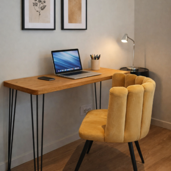 Console en bois massif fabriquée artisanalement en France avec pieds acier noir Manufacture Dubosc & Fils.